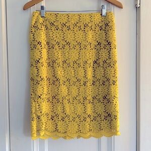 Talbots yellow lace crochet pencil skirt - size 4P